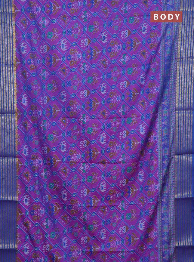 Blue semi tussar saree with matching Neck piece