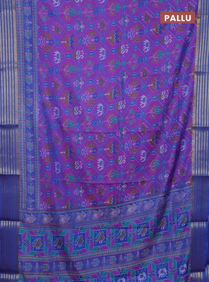 Blue semi tussar saree with matching Neck piece
