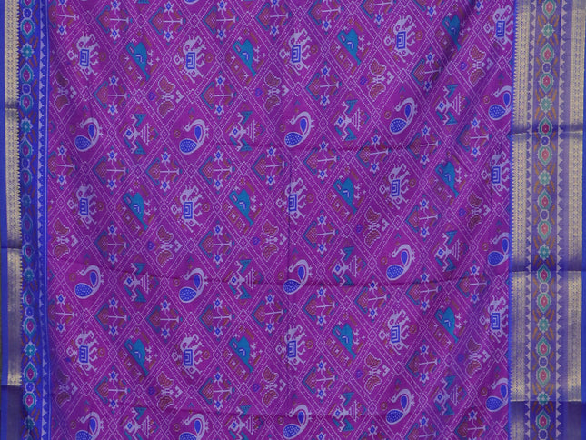 Purple semi tussar saree with matching Neck piece