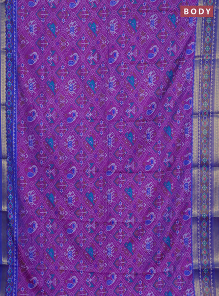 Purple semi tussar saree with matching Neck piece