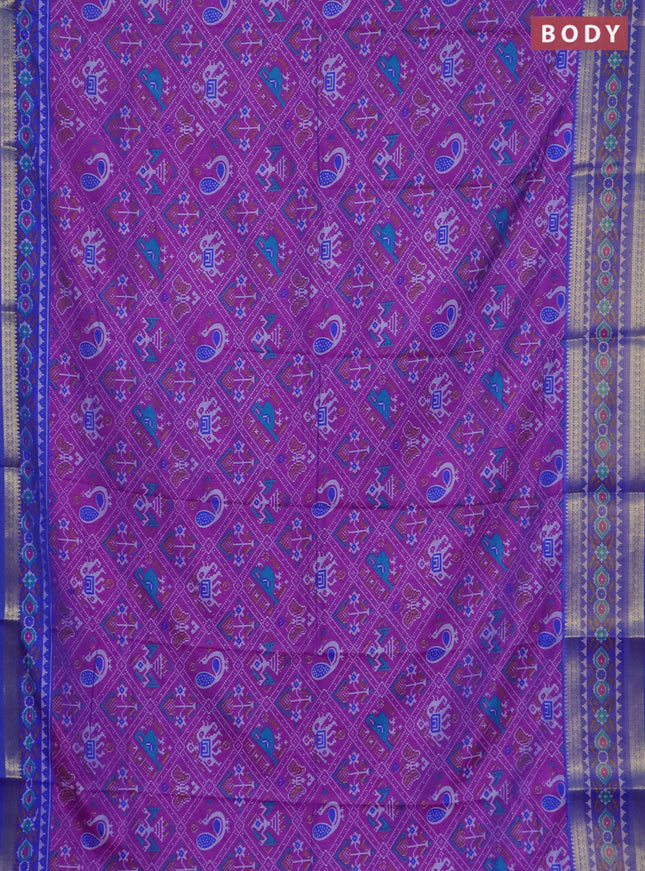 Purple semi tussar saree with matching Neck piece