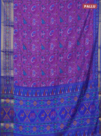 Purple semi tussar saree with matching Neck piece