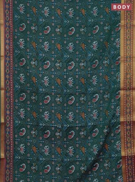 Dark green semi tussar saree with matching Neck piece