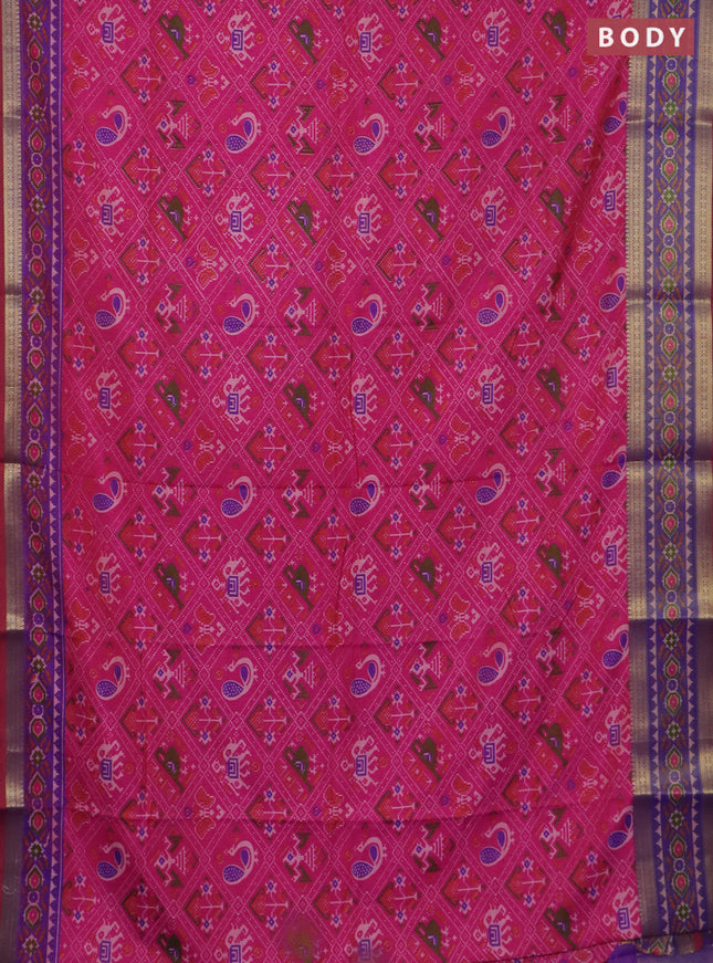 Pink semi tussar saree with matching Neck piece
