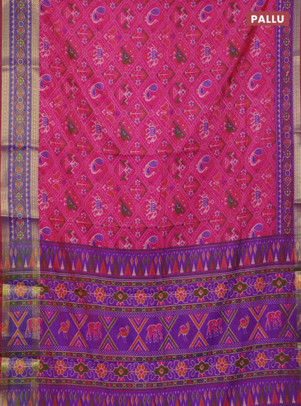 Pink semi tussar saree with matching Neck piece