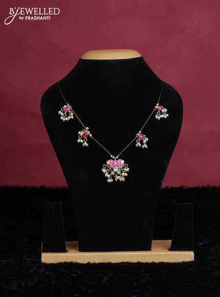 Pink semi tussar saree with matching Neck piece
