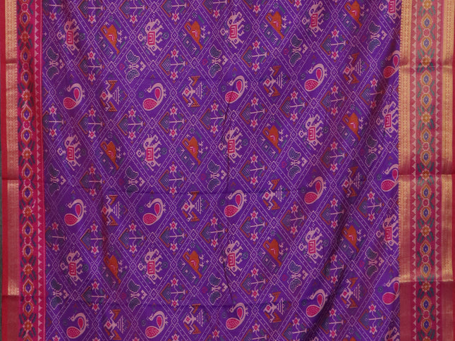 Purple semi tussar saree with matching Neck piece