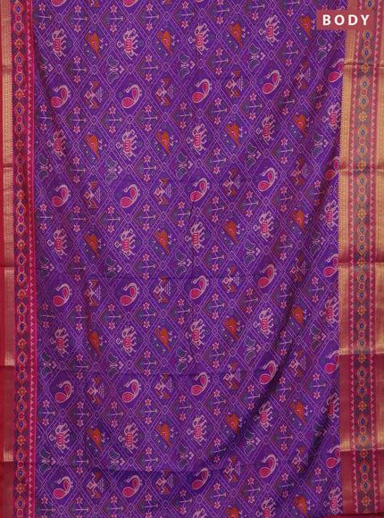 Purple semi tussar saree with matching Neck piece