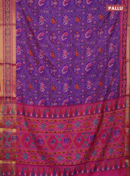 Purple semi tussar saree with matching Neck piece