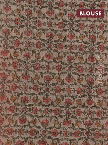 Art chanderi saree rustic orange and beige with allover checked pattern and printed border