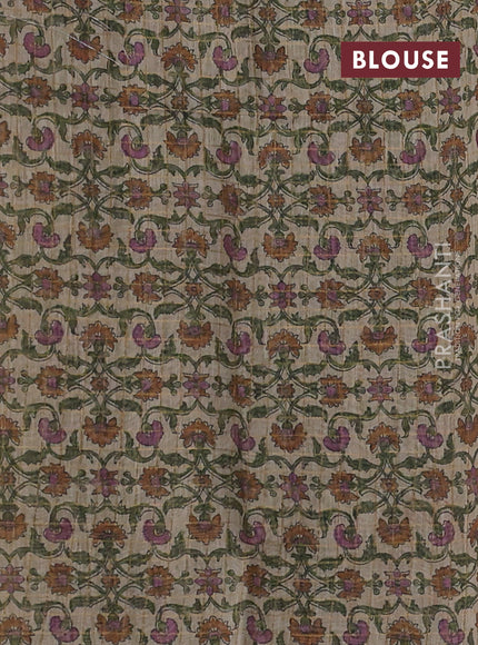 Art chanderi saree sap green and beige with allover checked pattern and printed border