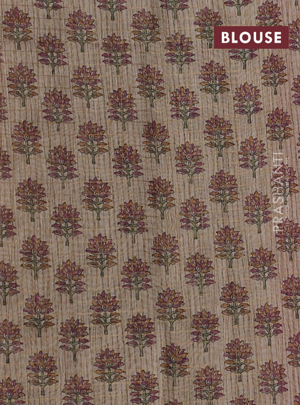 Art chanderi saree pastel maroon and beige with allover checked pattern and printed border