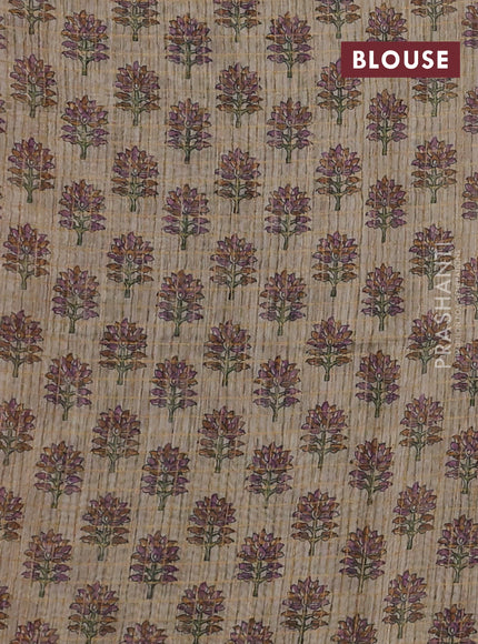 Art chanderi saree sap green and beige with allover checked pattern and printed border