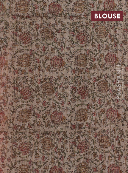 Art chanderi saree rust shade and beige with allover checked pattern and printed border