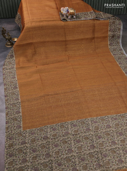 Art chanderi saree mustard yellow and beige with allover checked pattern and printed border