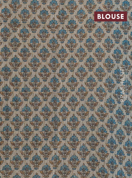 Art chanderi saree teal blue and beige with allover checked pattern and printed border