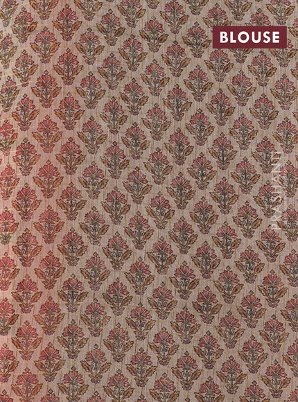 Art chanderi saree rustic orange and beige with allover checked pattern and printed border