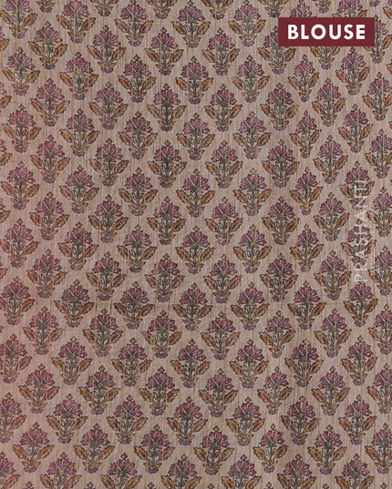 Art chanderi saree pastel maroon and beige with allover checked pattern and printed border