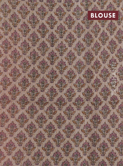 Art chanderi saree pastel maroon and beige with allover checked pattern and printed border