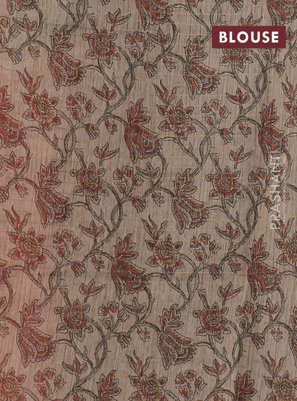 Art chanderi saree rustic orange and beige with allover checked pattern and printed border