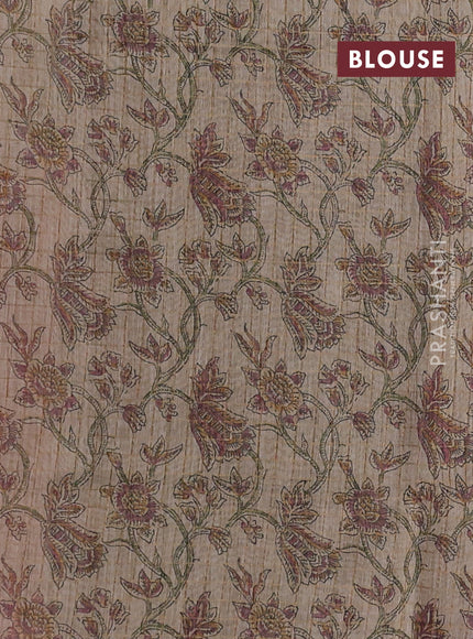 Art chanderi saree pastel maroon and beige with allover checked pattern and printed border