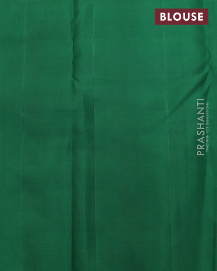 Pure kanjivaram silk saree green with allover zari weaves in borderless style