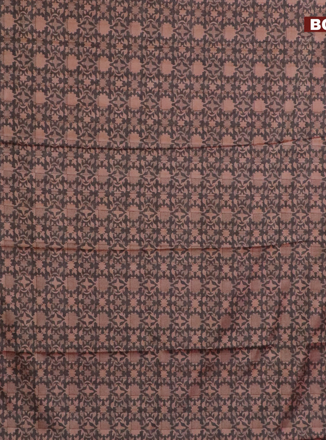 Semi kanchipuram silk saree grey shade and purple with allover digital prints and zari woven border