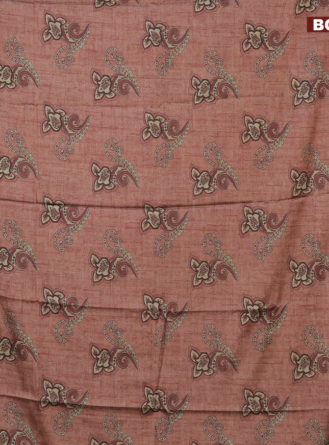 Semi kanchipuram silk saree brown and teal green with allover floral butta prints and zari woven border