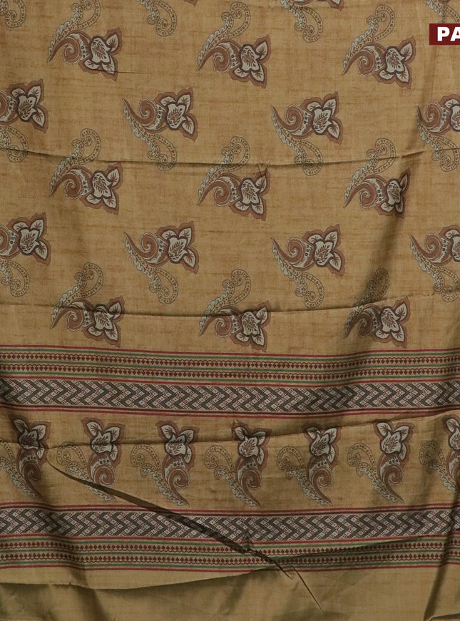 Semi kanchipuram silk saree mehendi green and teal green with allover floral butta prints and zari woven border