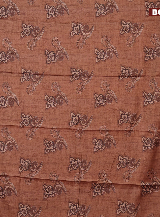 Semi kanchipuram silk saree brown and purple with allover floral butta prints and zari woven border