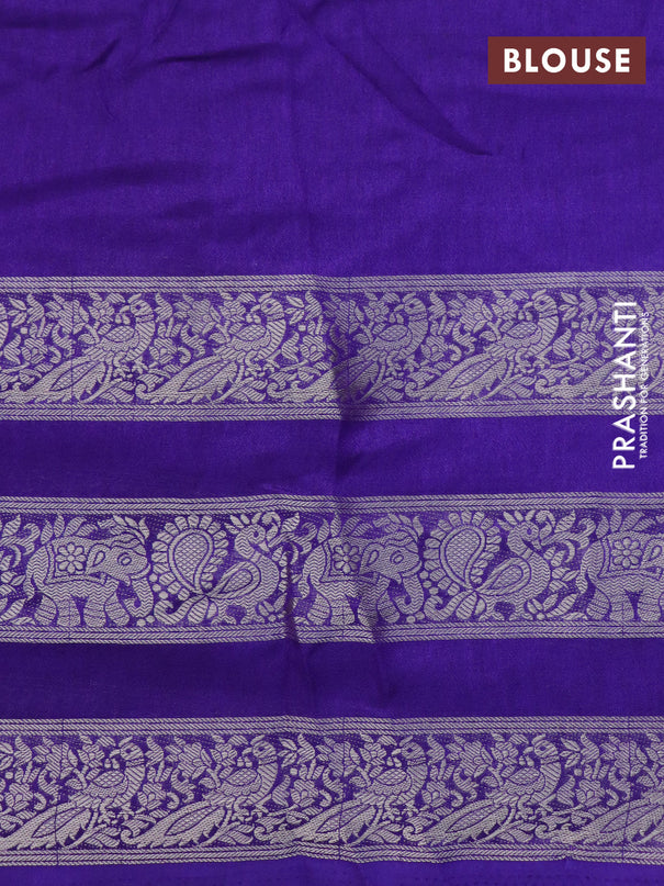 Semi georgette saree violet with allover prints and long zari woven border