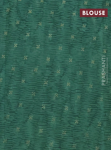 Semi crepe saree green and light green with kalamkari prints and long zari woven simple border