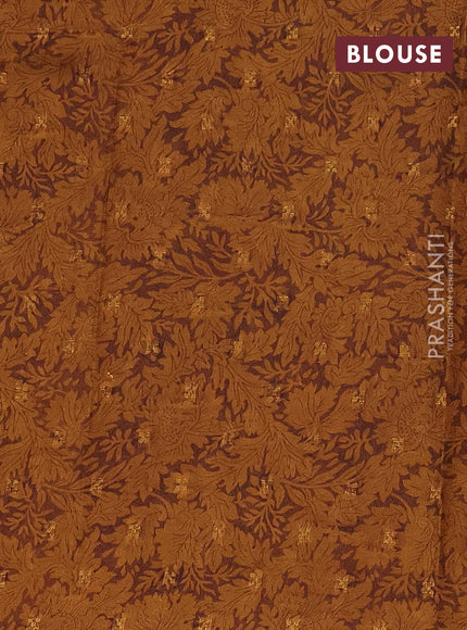 Semi crepe saree mustard shade and rosy brown with kalamkari prints and long zari woven simple border