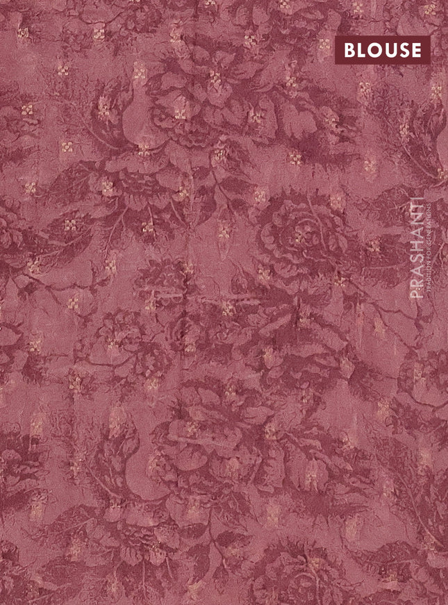 Semi crepe saree rosy brown and dark mustard with zari weaves and long kalamkari printed zari border