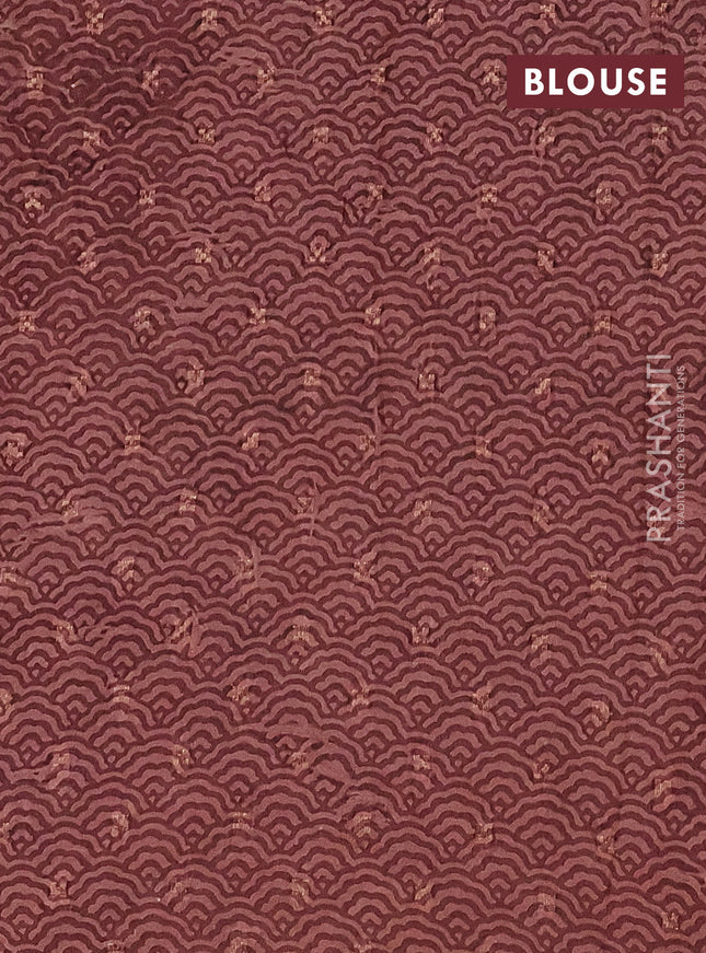 Semi crepe saree pastel maroon and mustard yellow with zari weaves and long kalamkari printed zari border