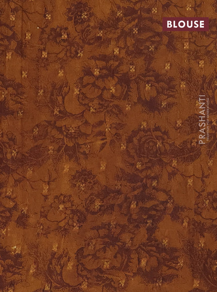 Semi crepe saree mustard shade and brown shade with kalamkari prints and long zari woven simple border