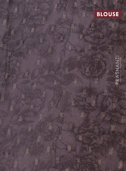 Semi crepe saree grey and rosy brown with kalamkari prints and long zari woven simple border