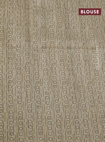 Semi tussar saree sandal with allover kalamkari prints and chikankari work border