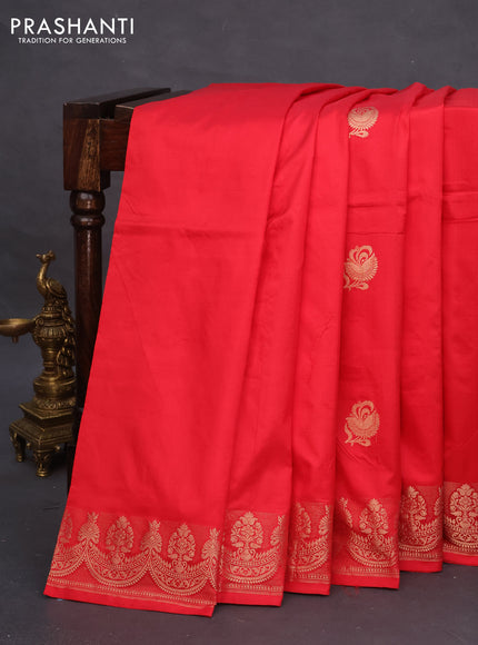 Banarasi katan silk saree red with zari woven buttas and zari woven border