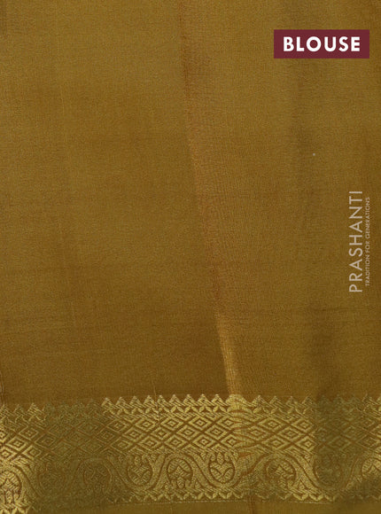 Pure mysore silk saree deep maroon and mustard yellow with kalamkari digital prints and long zari woven border