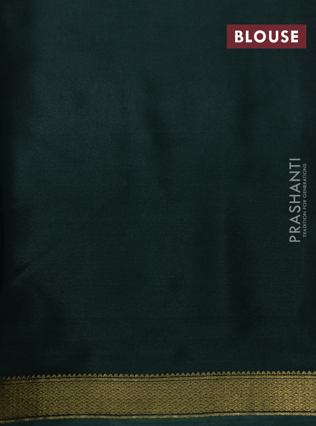 Pure mysore silk saree teal green shade and bottle green with allover kalamkari digital prints and long rettapet zari woven border