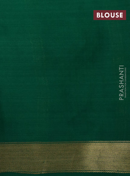 Pure mysore silk saree grey and green with kalamkari digital prints and long zari woven border