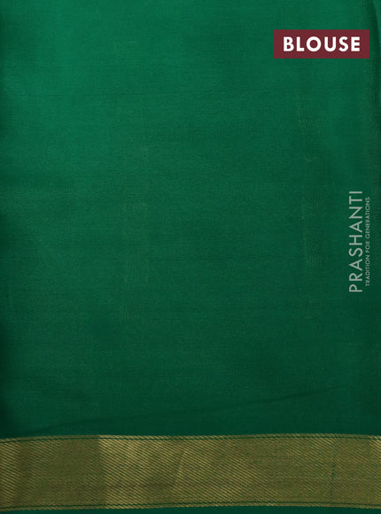 Pure mysore silk saree yellow and green with kalamkari digital prints and long zari woven border