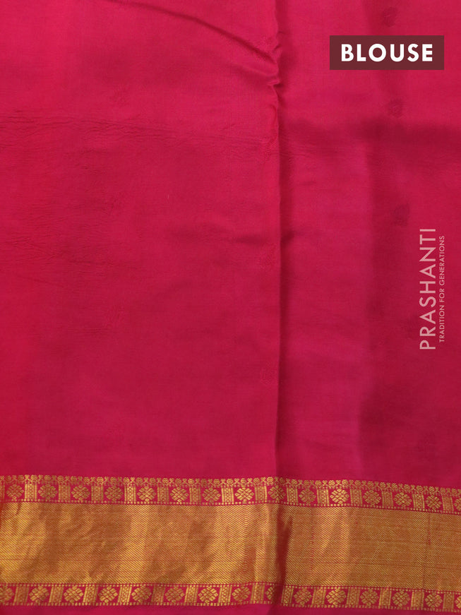 Pure kanchipuram silk saree light green and pink with allover pen kalamkari prints & zari buttas and zari woven border