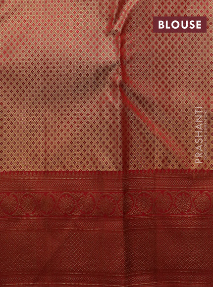 Pure kanchipuram tissue silk saree pastel lavender and red with allover zari woven brocade weaves and zari woven border