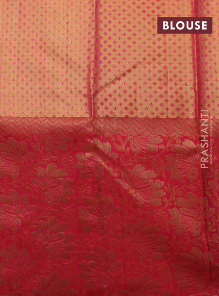 Pure kanchipuram tissue silk saree light green and pink with allover zari woven brocade weaves and long zari woven border