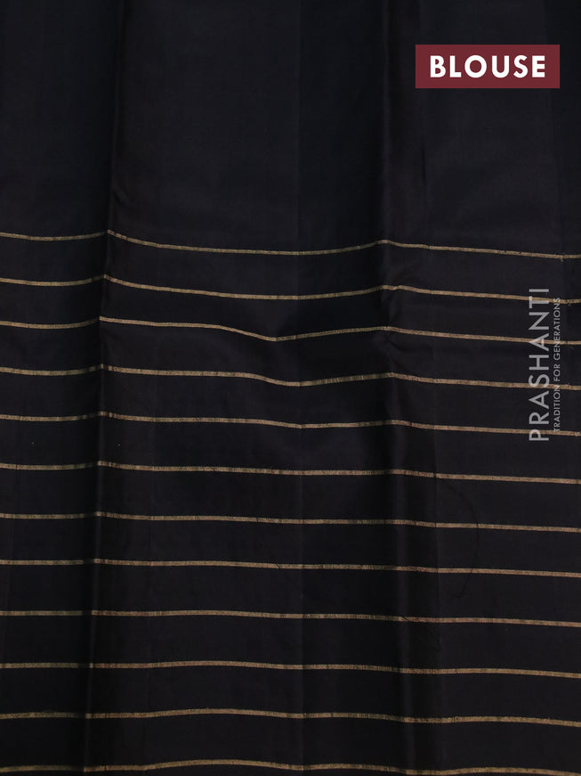 Pure soft silk saree peach pink and black with zari checks & buttas and zari woven brocade border