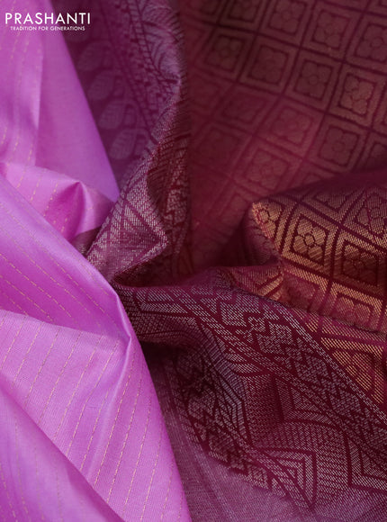 Pure soft silk saree light pink and wine shade with allover zari weaves and zari woven border
