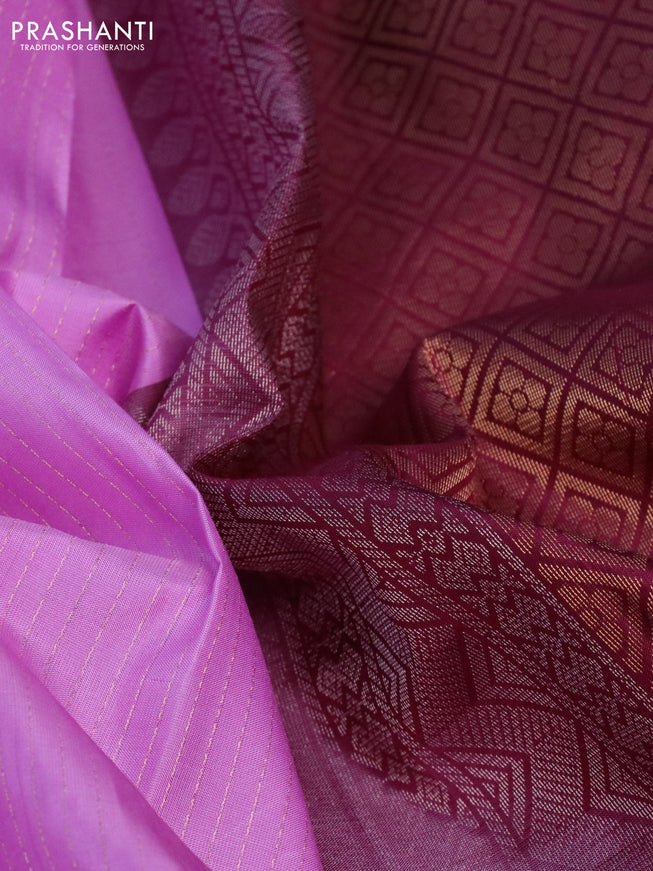 Pure soft silk saree light pink and wine shade with allover zari weaves and zari woven border