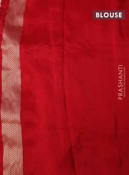 Semi tussar silk saree peach orange and red with thread & zari woven buttas and woven buttas & beaded work border